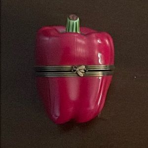 Large hand painted Limoges Red Bell Pepper box